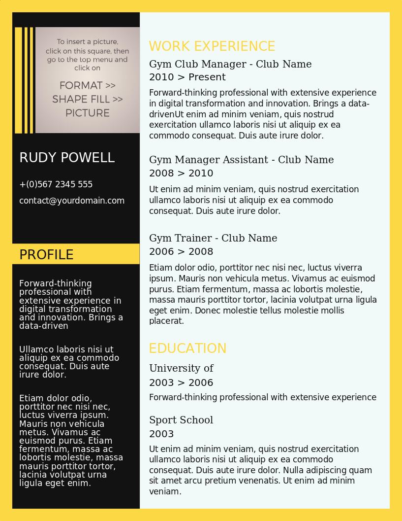 Yellow Black Finish CV – Vorschau